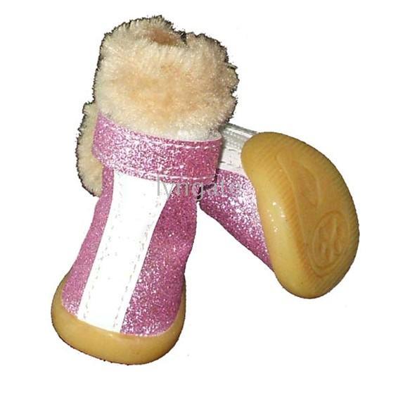 Dog Fur Boots Set of 4 Pink