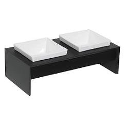 Meshidai Double Black Raised Pet Feeder